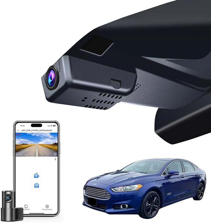 Mangoal Front 4K & Rear 1080p Dash Cam fit for Ford Fusion 2013-2020 Gen2, S SE SEL Titanium Accessories, UHD 2160P Video, WiFi & App, G-Sensor, Loop Recording, Easy to Install, 128GB Card