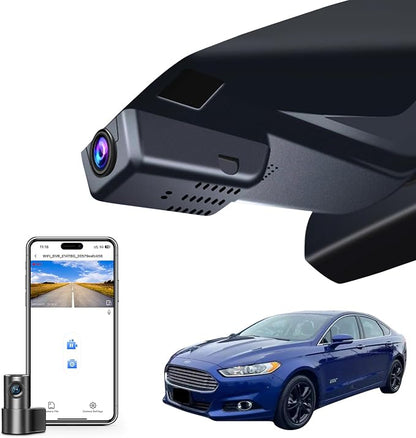 Mangoal Front 4K & Rear 1080p Dash Cam fit for Ford Fusion 2013-2020 Gen2, S SE SEL Titanium Accessories, UHD 2160P Video, WiFi & App, G-Sensor, Loop Recording, Easy to Install, 128GB Card