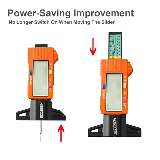 GODESON Tire Tread Depth Gauge,Digital Tire Tread Depth Gauge with Color-Coded Bar,Tread Depth Gauge in 1 Inch/25.4 mm,Tire Depth Gauge with Large LCD Display Suitable for All Vehicle Tires-Orange