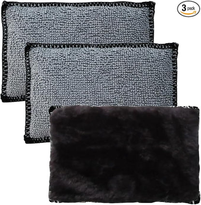 ZIMISI 3PCS Car Interior Scrubbing Sponges, 5.5"×3.9" Microfiber Auto Cleaning Applicator Pad, Detailing Scrub Sponge for Vehicle Leather Seat, Vinyl, Plastic, Upholstery (Black/Grey)