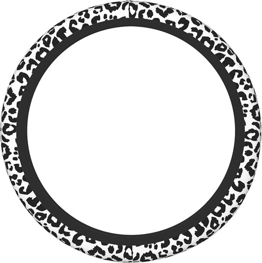 Black Leopard Print Steering Wheel Cover for Women & Men – Universal 15 Inch Car Accessories, Non-Slip & Stylish Design, Fits Most Cars, SUVs, and Auto