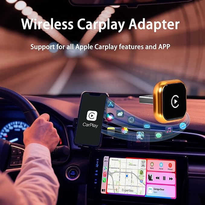 Wireless CarPlay & Android Auto Adapter for Genesis GV70 2022-2025,Ultra Mini Dongle Converts Easy Setup Plug and Play,Black