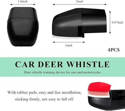4 PCS Deer Whistles for Car, Deer Warning Whistle Wind Activated Safety Alert with Adhesive Tape, Animal Alert Device Avoid Collision for Sedans Trucks Motorcycles, Car Accessories (Black)