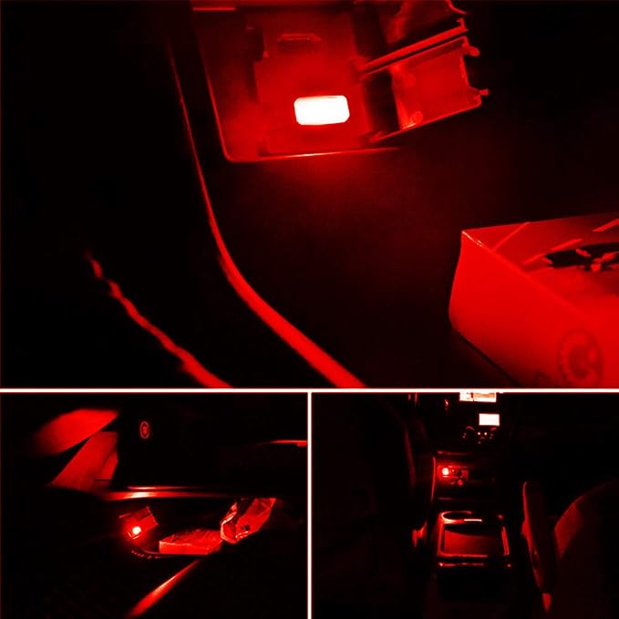 iJDMTOY Brilliant Red USB Plug-in Miniature/Nano LED Car Interior Ambient Accent Lighting Kit