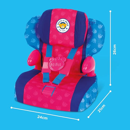 Casdon Build-A-Bear Workshop Furry Friend Toy Car Booster Seat | for Kids Aged 3+ | Use at Home or in Car | Adjustable Headrest & Seatbelt Lock | Fits Cuddly Toys | Bear Not Included