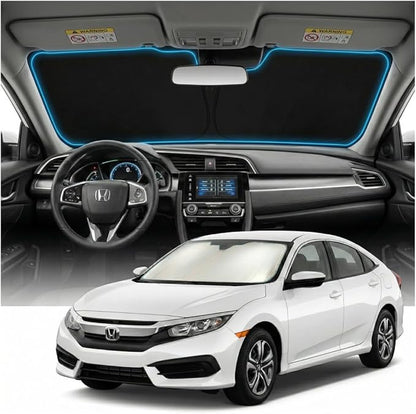 for Honda Civic Sun Shade Windshield Cover - Custom Fit Civic Accessories 2016-2021 Sunshade Foldable UV Protection & Heat Shield Sun Visor Accessories