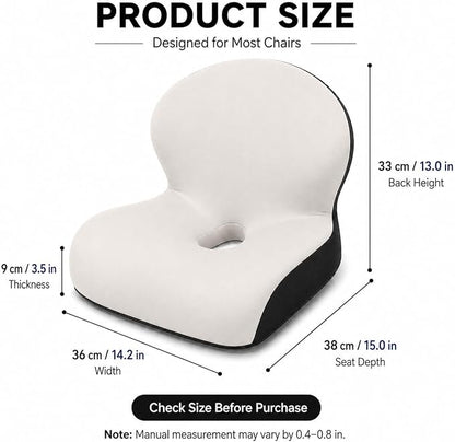 Memory Foam Office Chair Cushion with Back Support, Ergonomic Seat Cushion for Office Chair and Car Seat, Pressure Relief for Long Sitting (Light Grey)