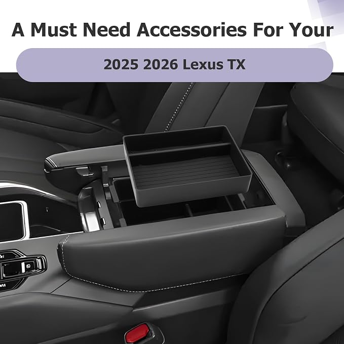 LUWU 2025 2026 Lexus TX Center Console Organizer 2-Pack for 2024 2025 2026 Lexus TX 350/500h/550h+ Accessories Armrest Console Storage Box Glove Organizer Tray ABS Material Black