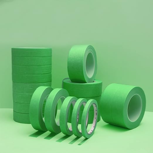6 Rolls Fine Line Tape 1/16, 1/8, 1/5, 2/5, 1/2, 3/4 Inch x 55 Yard Fineline Masking Tape Painter Adhesive Automotive for DIY Car Auto Paint (Green, Mixed Sizes)