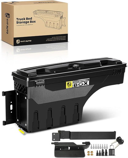 YHTAUTO Truck Bed Storage Tool Box Lockable Compatible with 2019-2025 Ram 1500, Driver Side, Not Fit Classic Model, Will Not Work with RamBox, Swing Waterproof Wheel Well Toolbox