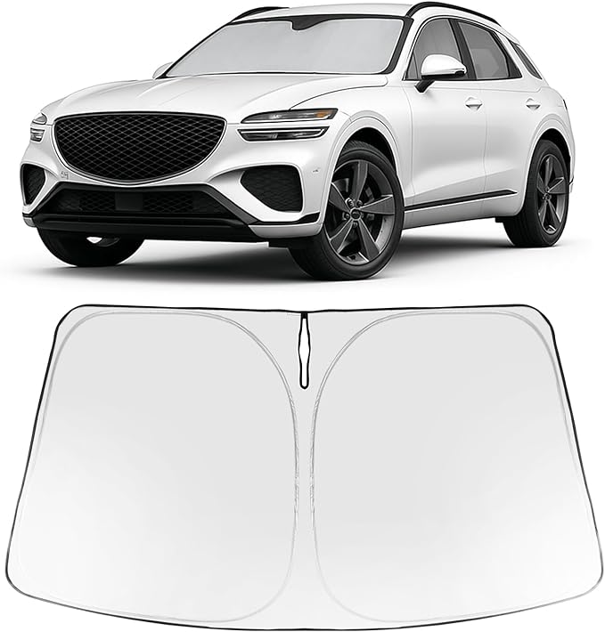 Proadsy 2026 Upgrade Windshield Sun Shade Custom Fit Genesis GV70 2022-2025 2026 Foldable Front Sunshade Protector Sun Visor Blocks UV Rays Keep Car Cooler Accessories