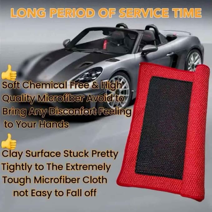 Upgrade Clay Towel 3.0 Ver - Clays Towel for Car Detailing to Remove Paint Overspray, Water Spots,Tree Sap,Rail Dust from Paint,Glass,Plastic Surfaces,Fine Grade Clay Bar Towels (3Pcs-Red, 12" x 12")