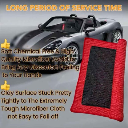 Upgrade Clay Towel 3.0 Ver - Clays Towel for Car Detailing to Remove Paint Overspray, Water Spots,Tree Sap,Rail Dust from Paint,Glass,Plastic Surfaces,Fine Grade Clay Bar Towels (3Pcs-Red, 12" x 12")