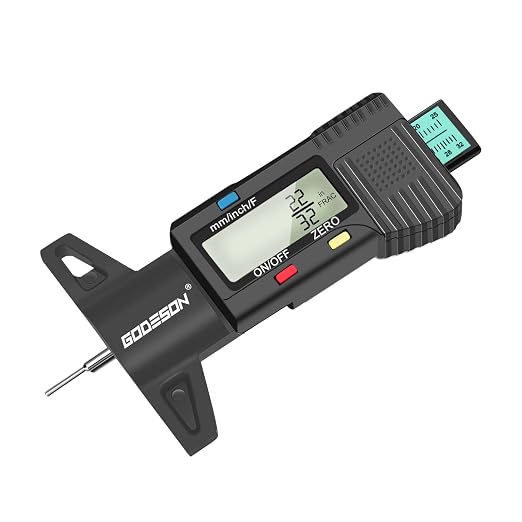 GODESON Digital Tire Tread Gauge,3 Modes: Fractional Inch, Decimal Inch, Millimeter -Color-Coded Bar-Accurate Tire Depth Gauge for Cars, Trucks, Vans, SUVs