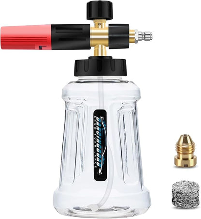Foam Cannon For Pressure Washer, Car Wash Spray Gun with M22 and 1/4 Inch Quick Connector, 1L Bottle Foam Lance, Car Wash Foam Cannon Compatible With Most Pressure Washer (3600PSI, Red)