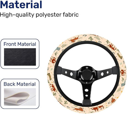 GENANY Cowgirl Western Steering Wheel Cover, Non Slip Polyester Car Wheel Protector for Car SUV Truck, Universal 15 Inch