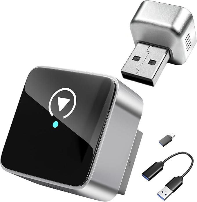 2026 Upgraded Mini Bluetooth 2-in-1 Plug & Play Car Audio Adapter, Wireless Android Auto Adapter, Car Play Wireless Adapter, Fast Auto-Connect Compatible with iPhone iOS 10+ & Android 11+ Cars