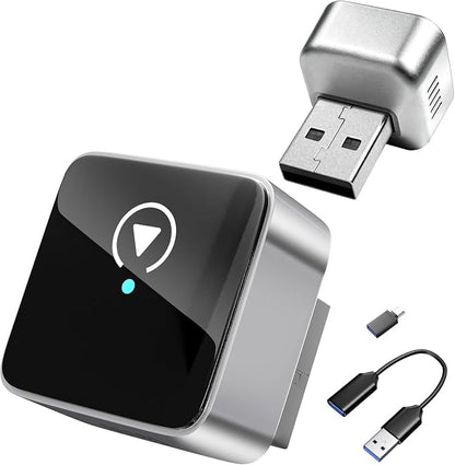 2026 Upgraded Mini Bluetooth 2-in-1 Plug & Play Car Audio Adapter, Wireless Android Auto Adapter, Car Play Wireless Adapter, Fast Auto-Connect Compatible with iPhone iOS 10+ & Android 11+ Cars