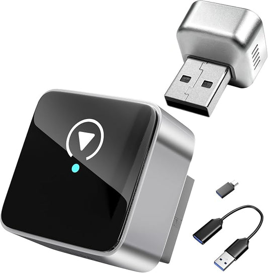 2026 Upgraded Mini Bluetooth 2-in-1 Plug & Play Car Audio Adapter, Wireless Android Auto Adapter, Car Play Wireless Adapter, Fast Auto-Connect Compatible with iPhone iOS 10+ & Android 11+ Cars