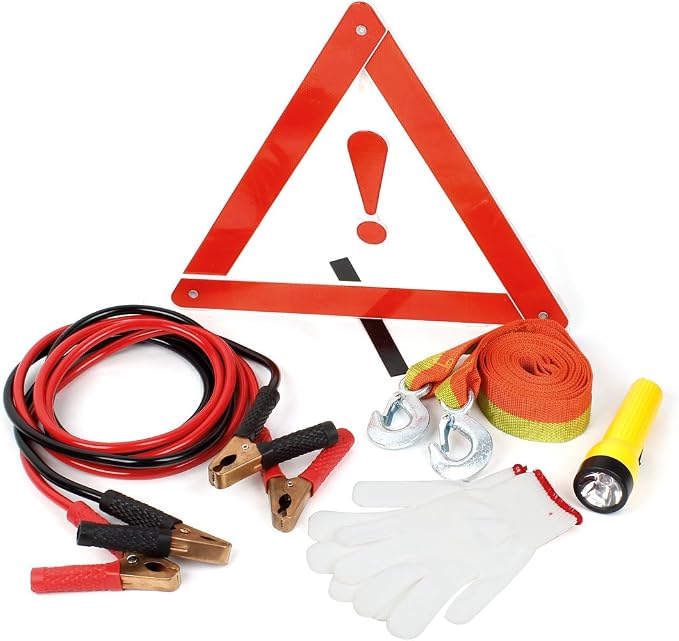 Ruilogod Auto Towing Belt w 500A Alligator Clip Booster Glove Repairing Tool