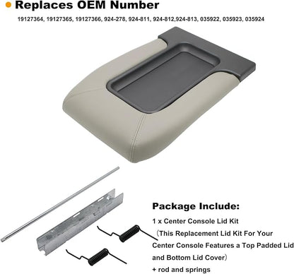 NHILES Center Console Lid Replacement Kit for 1999 2000 2001 2002 2003 2004 2005 2006 2007 Silverado/Avalanche/Suburban/Sierra/Yukon Replaces Number 19127364, 19127365, 19127366 (Light Gray)