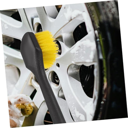 Operitacx Car Tire and Wheel Brush with Long Handle Stiff Nylon Bristles for Car Detailing and Tire Cleaning Yellow Sturdy Rim Scrubber Suitable and Wheel Care