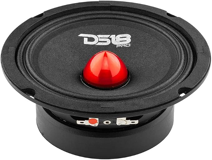 DS18 PRO-GM8.4B Loudspeaker - 8", Midrange, Red Aluminum Bullet, 580W Max, 4 Ohms,1.5" Kapton VC, Premium Quality Audio Door Speakers for Car or Truck Stereo Sound System (1 Speaker)