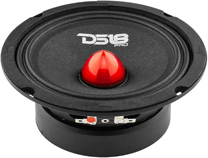 DS18 PRO-GM8.4B Loudspeaker - 8", Midrange, Red Aluminum Bullet, 580W Max, 4 Ohms,1.5" Kapton VC, Premium Quality Audio Door Speakers for Car or Truck Stereo Sound System (1 Speaker)