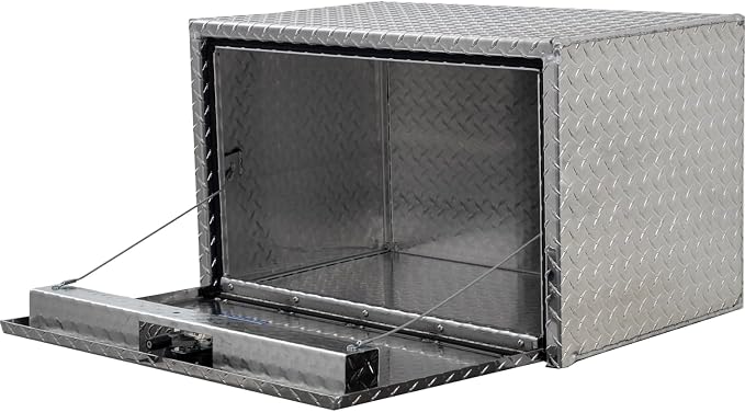 Buyers Products 1705103 Diamond Tread Aluminum Underbody Truck Tool Box, 18 x 18 x 30, Made in USA, .100 in. Thick, Corrosion-Resistant, Locking Compression Latch – Secure Storage for Work Trucks