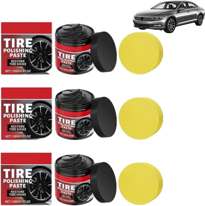 Tire Gloss Protection Agent, Tire Polishing Paste, Tire Coating Paste, Ungraded Long-Lasting Tire Dressing with Wet Gloss Look Finish for Car, Truck, Motorcycle, Rv & More (3pcs)