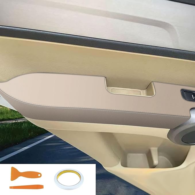 AOMSAZTO Front Door Panels Armrest Cover Leather Left & Right for Honda Cr-V CRV 2007-2012 (Beige)