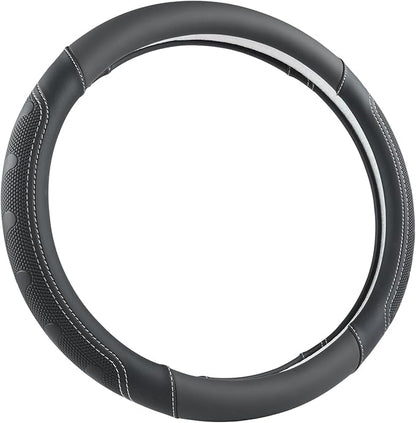 GIANT PANDA Car Steering Wheel Cover for Toyota RAV4,Camry,Highlander,Corolla,Prius,Tacoma,Standard Size - Black+Gray Line