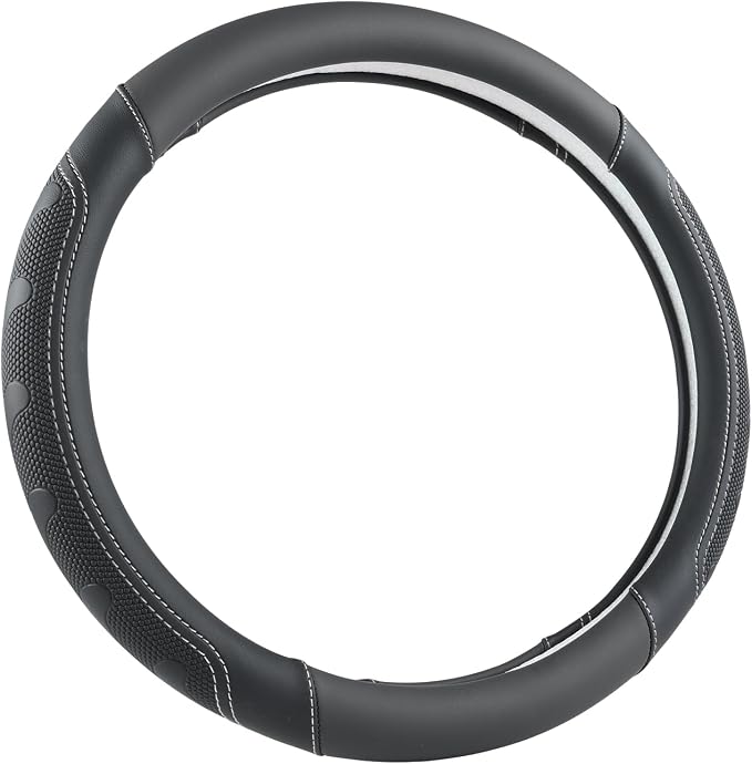 GIANT PANDA Car Steering Wheel Cover for Ford - F150 F250 F350 Expedition, (15.5-16 inches - Black+Gray Line)