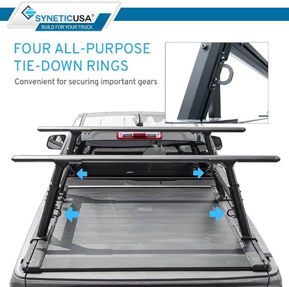 Syneticusa ER Power Retract Hard Tonneau Cover with R1 Rack Fits 2004-2026 Ford F-150 6’7” (78.9”) Truck Bed Retractable