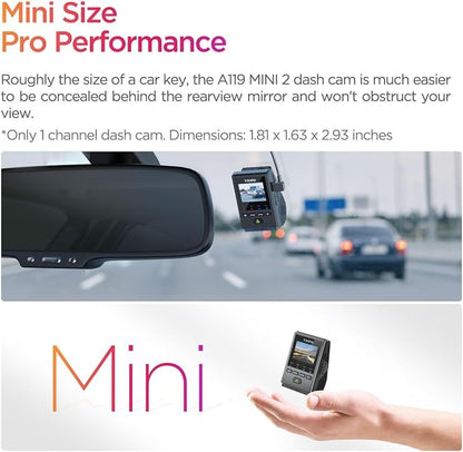 VIOFO Dash Cam A119 Mini 2, STARVIS 2 Sensor, 2K 60fps/HDR 30fps Voice Control Car Dash Camera with 5GHz Wi-Fi GPS, Night Vision 2.0, 24H Parking Mode, Supercapacitor (SD Card Not Included)