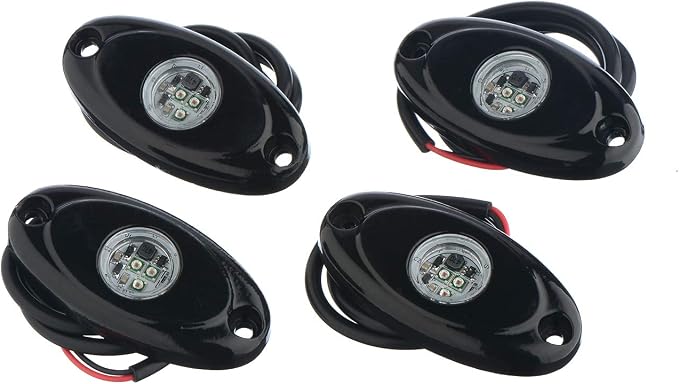 YONEDA 4 Pods Blue Rock Lights 6000K 3LED Bright LED Underglow Lights IP68 Waterproof for Trucks SUV UTV ATV RZR Car Boats Pickup Motorcycle