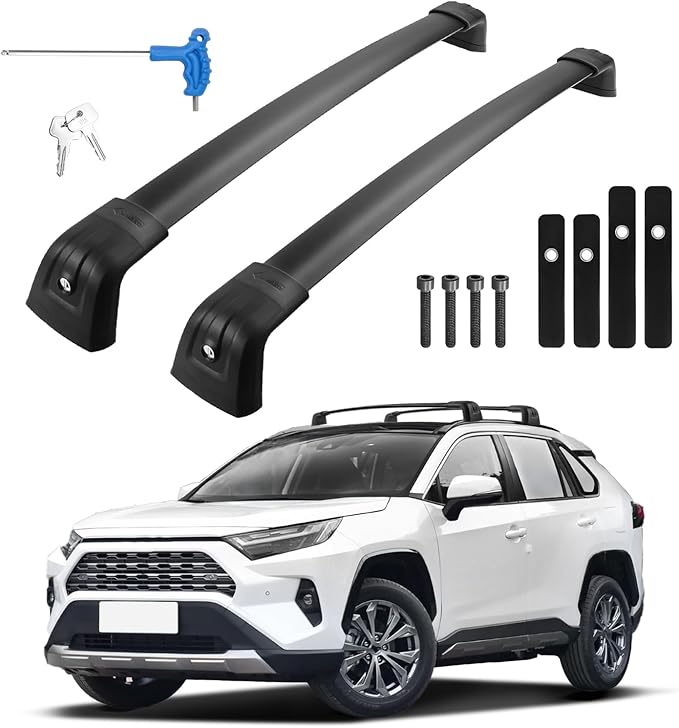 Gdydi 220lbs Rav4 2019-2025 Lockable Roof Rack Cross Bars, Black Aluminum Roof Rack, Fit Flush Side Rails (Not for Adventure/TRD Off-Road/Hybrid Woodland Edition/22-24LE)