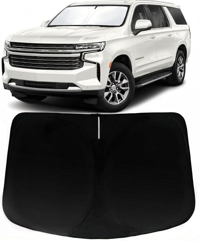 Windshield Sun Shade for Chevy Chevrolet Suburban 2021-2025, Car Front Window Sunshade with 240T Sun Visor Protector Blocks UV Rays Heat Sun Shield Accessories