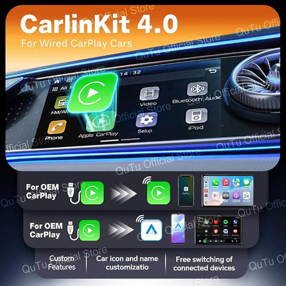 CarlinKit 4.0 Wireless CarPlay 2026 Apple - Wireless CarPlay Adapter for OEM Factory Wired CarPla y Cars 2 in 1. Plug & Play, Wired to Wireles s, Auto Connect, Online Upgrade, 5.8GHz Wi-Fi GPS