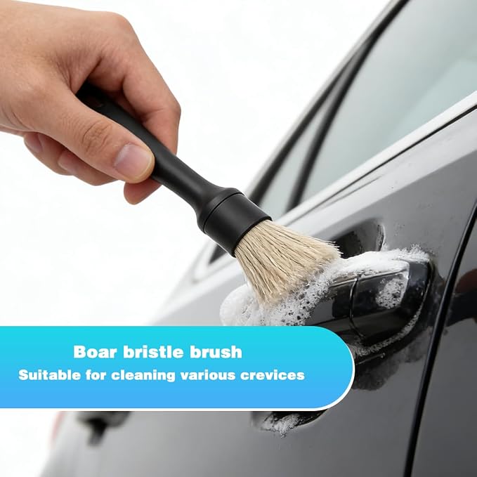 Bittwee Car Detailing Brush Kit, 5PCS Soft Bristle Multi-Use Vehicle Air Vent Detailing Wash Brushes, Automotive Interior or Exterior Cleaning Kit, Universal for SUV Automobile Truck