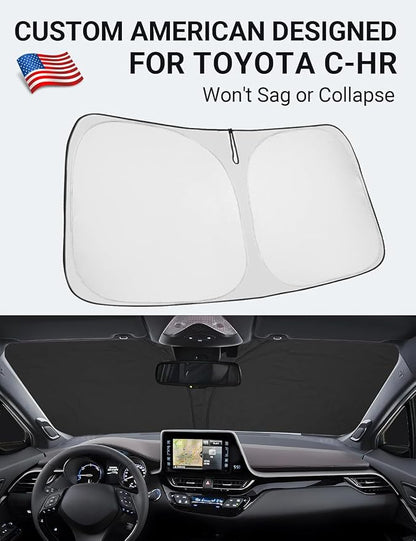 Proadsy 2026 Upgrade Front Windshield Sun Shade Foldable Sunshade Protector Custom Fit 2018-2023 CH-R C-HR CHR, XLE Premium CUV Winter Accessories
