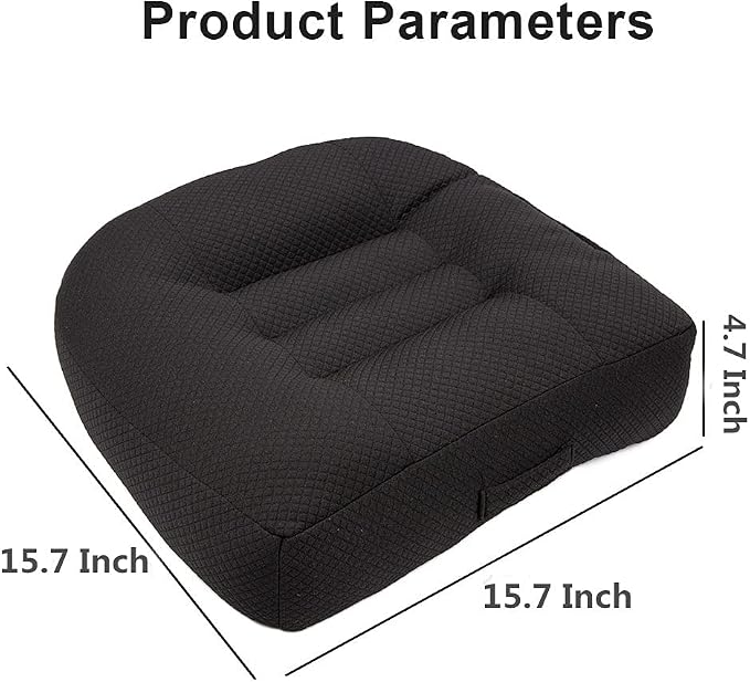Srutirbo Car Booster Seat Cushion Heightening Height Boost Mat, Breathable Mesh Portable Car Seat Pad Angle Lift Seat for Car, Office,Home (Pure Black)