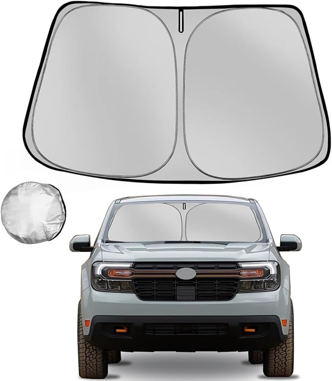 Windshield Sun Shade for 2022 2023 2024 2025 2026 Ford Maverick Foldable Sun Sunshade for Car Front Window Blocks UV Rays and Heat Automotive Interior Protector Custom Fit Accessories