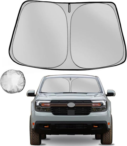 Windshield Sun Shade for 2022 2023 2024 2025 2026 Ford Maverick Foldable Sun Sunshade for Car Front Window Blocks UV Rays and Heat Automotive Interior Protector Custom Fit Accessories