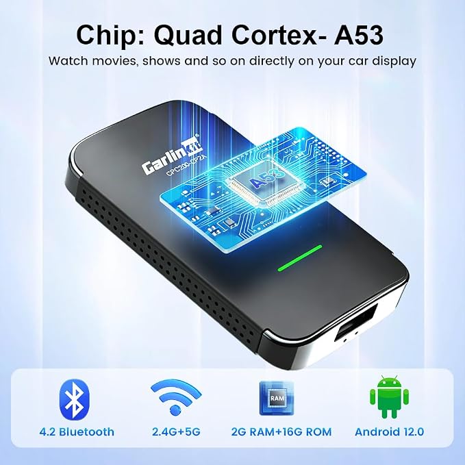 Carlinkit Wireless CarPlay & Android Auto Adapter CP2A PRO 3-in-1 Android(2+16G) System for OEM Wired CarPlay Cars, Support Netflix/You Tube/TikTok Lite, with USB-A/C from 2016 & iOS 10+/Android 11.0+