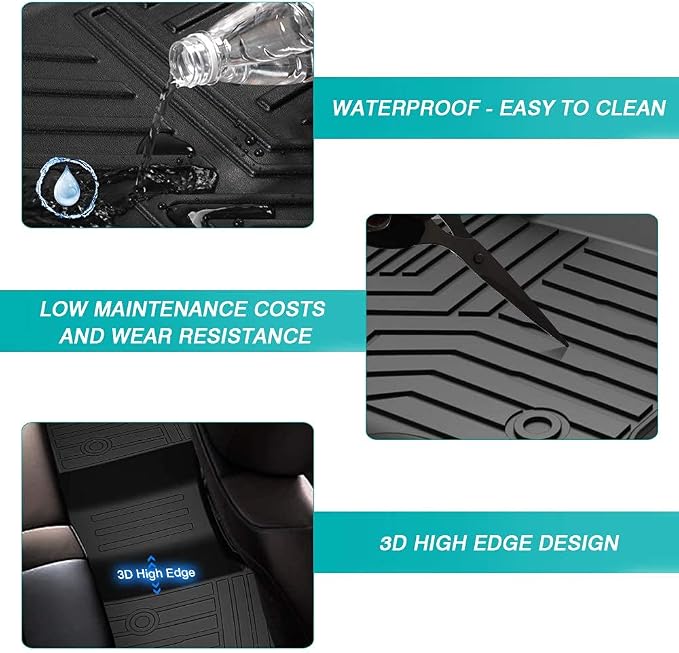 KUST Custom Fit Floor Mats for 2017-2024 Nissan Titan / 2016-2024 Nissan Titan XD Crew Cab (with Rear Under Seat Organizer) All Weather Floor Liners 5D 1st & 2nd Row Carpet Liners Black