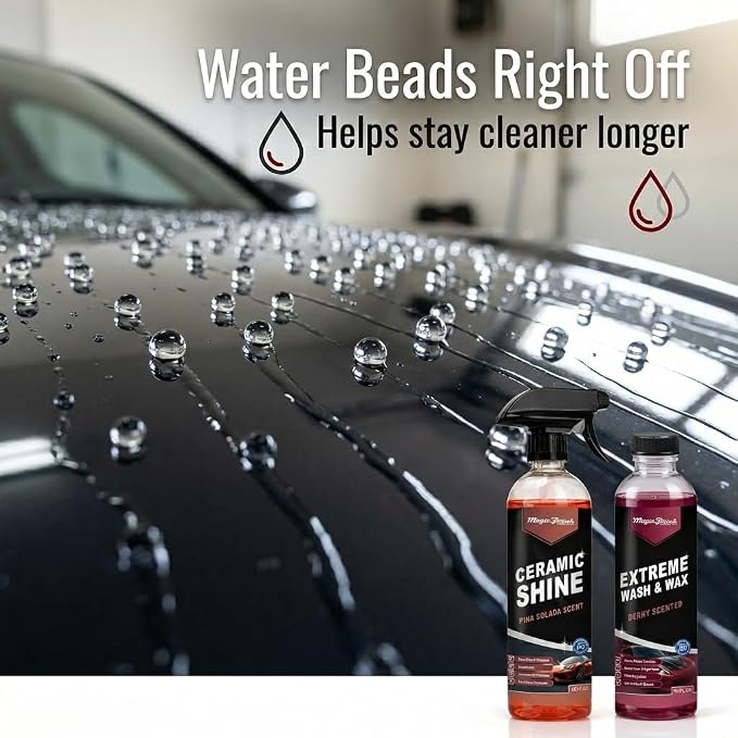 Magic Finish Car Wash & Ceramic Shine Bundle – Extreme Berry Foam Wash + Ceramic Spray Coating – High Gloss, Hydrophobic Protection, Streak-Free Finish, Safe for All Vehicles, 16oz Kit