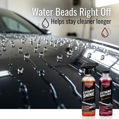 Magic Finish Car Wash & Ceramic Shine Bundle – Extreme Berry Foam Wash + Ceramic Spray Coating – High Gloss, Hydrophobic Protection, Streak-Free Finish, Safe for All Vehicles, 16oz Kit