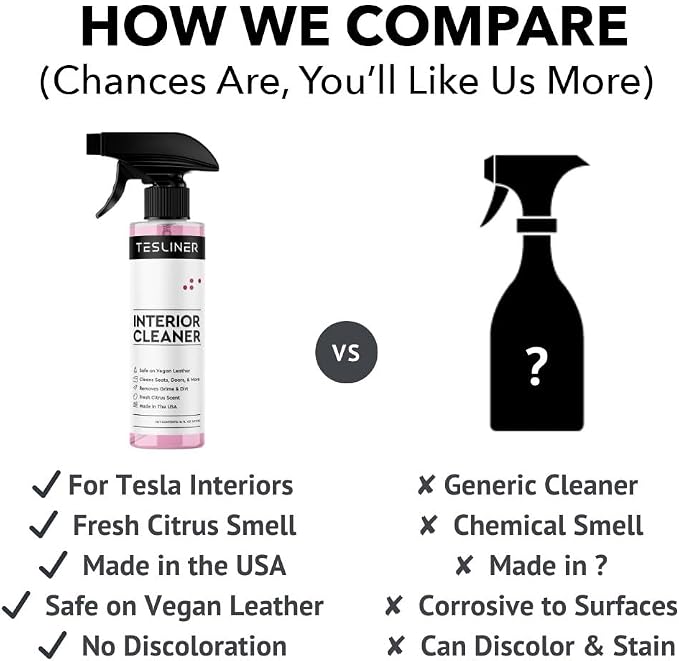 Tesla Seat Cleaner & Stain Remover, Interior Cleaner for Black & White Vegan Leather, Interior Cleaning Products | Tesla Model Y Juniper Accessories 2026, Tesla Model 3 Accessories, S, X, Cybertruck