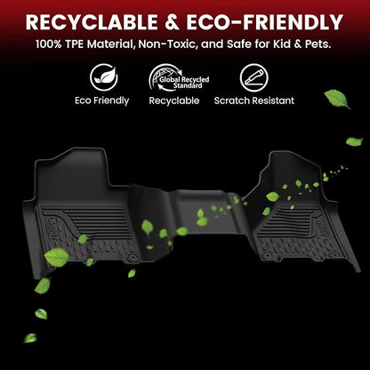 LASFIT Floor Mats 2019-2025 2026 for Ram 2500/3500 Mega Cab Bench Seat, Not for Bucket Seat or Model with PTO KIT or 4X4 Shifter, All Weather TPE Custom Fit Car Mats Floor Liners 1st & 2nd Row, Black